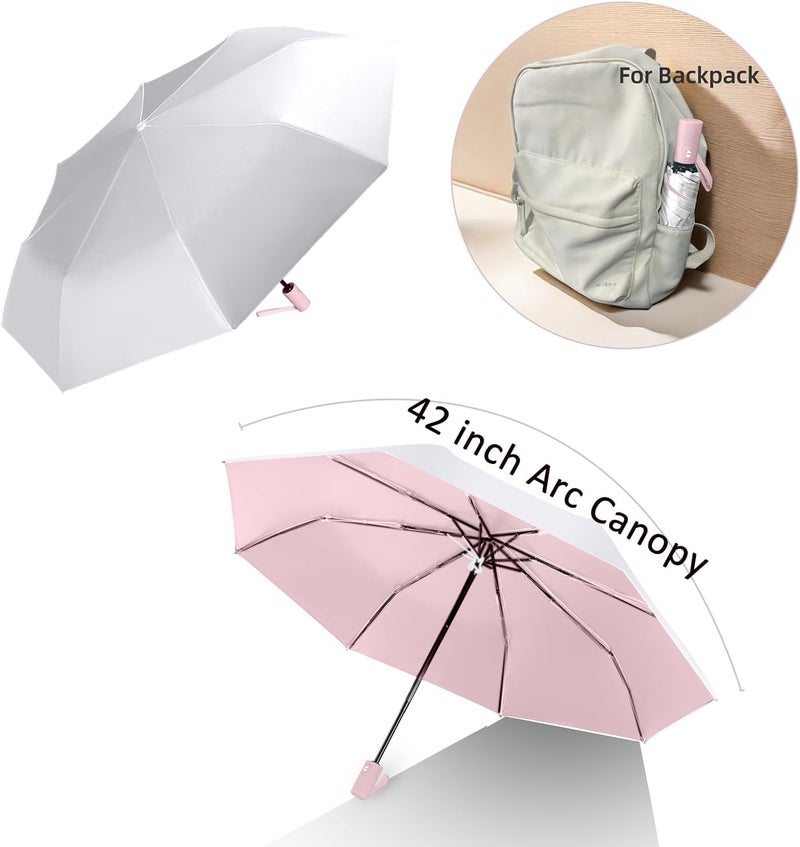 BAODINI Small UV Protection Travel Umbrella Compact for Rain and Sun UPF 50+ Windproof Portable 42 inch Umbrella for Women and Men - Image 3